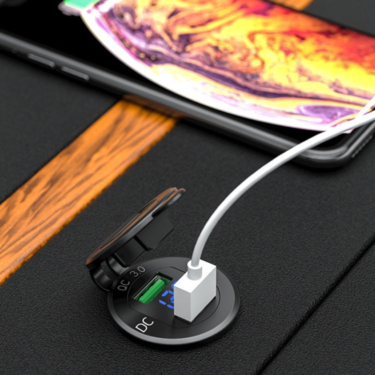 Car Motorcycle Modified USB Charger QC3.0 Metal Waterproof Fast Charge, Black Shell Blue Light, Golden Shell Green Light, Red Shell Red Light, Blue Shell Blue Light