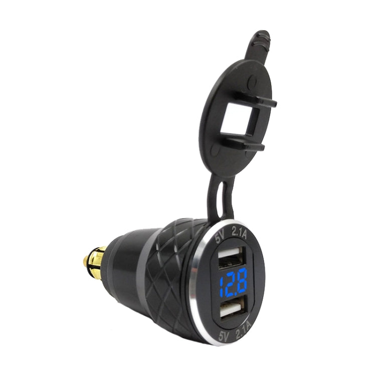 Car Motorcycle USB Charger Metal With Voltage Display Car Charger EU Plug