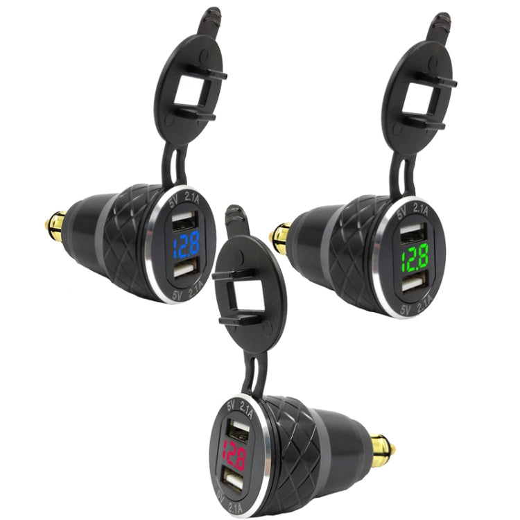 Car Motorcycle USB Charger Metal With Voltage Display Car Charger EU Plug