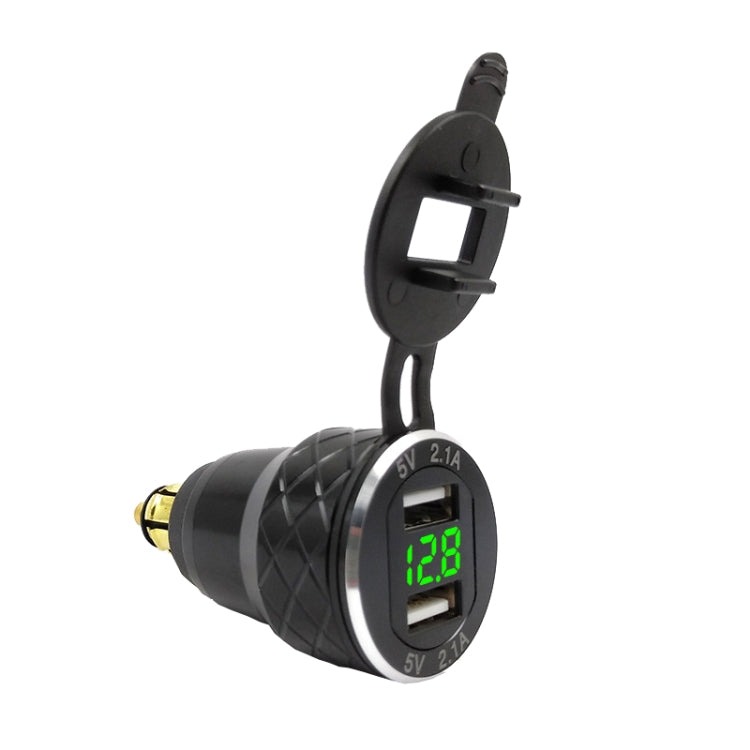 Car Motorcycle USB Charger Metal With Voltage Display Car Charger EU Plug
