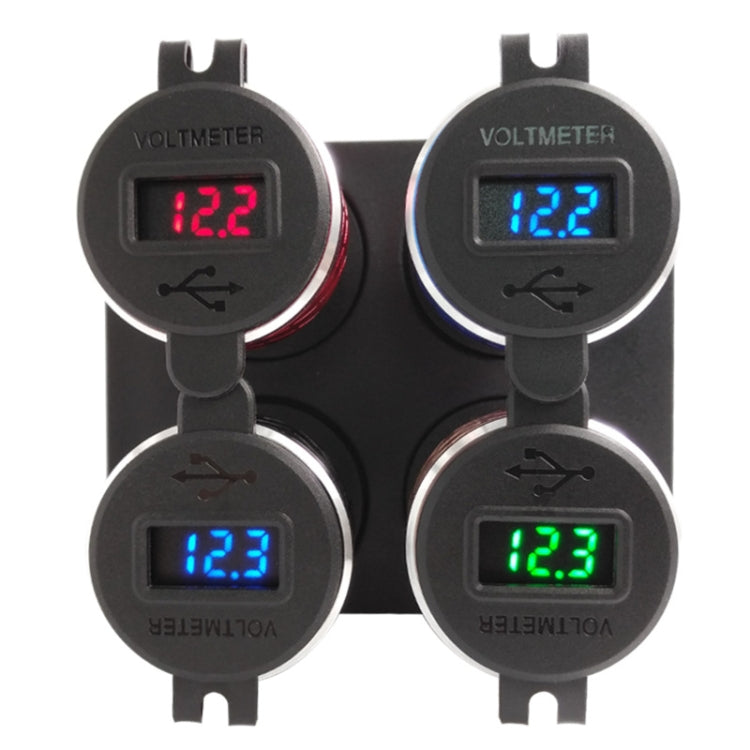 Car Motorcycle USB Charger Metal With Voltage Display Car Charger EU Plug