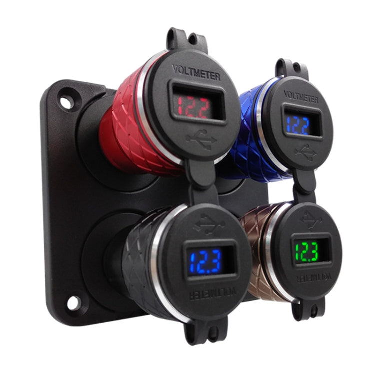 Car Motorcycle USB Charger Metal With Voltage Display Car Charger EU Plug