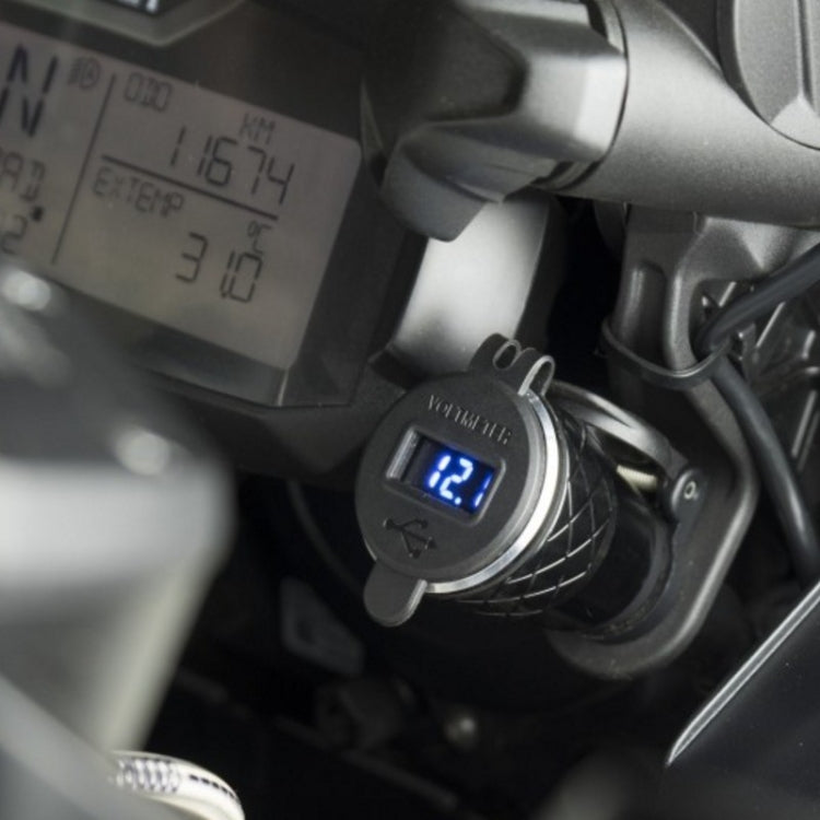 Car Motorcycle USB Charger Metal With Voltage Display Car Charger EU Plug