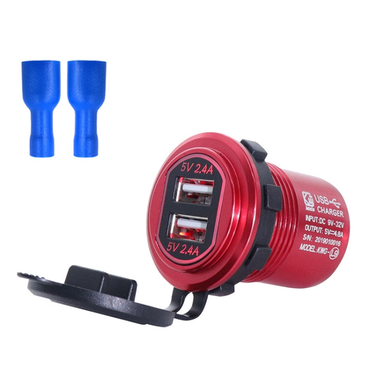 Metal Double USB Car Charger 5V 4.8A Aluminum Alloy Car Charger, L9 (Black Shell Blue Light With Terminal), L9 (Red Shell Red Light With Terminal), L9 (Blue Shell Blue Light With Terminal), L9 (Golden Shell Green Light With Terminal)