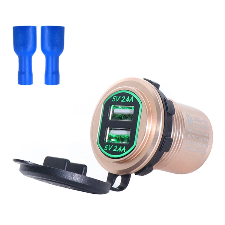 Metal Double USB Car Charger 5V 4.8A Aluminum Alloy Car Charger, L9 (Black Shell Blue Light With Terminal), L9 (Red Shell Red Light With Terminal), L9 (Blue Shell Blue Light With Terminal), L9 (Golden Shell Green Light With Terminal)