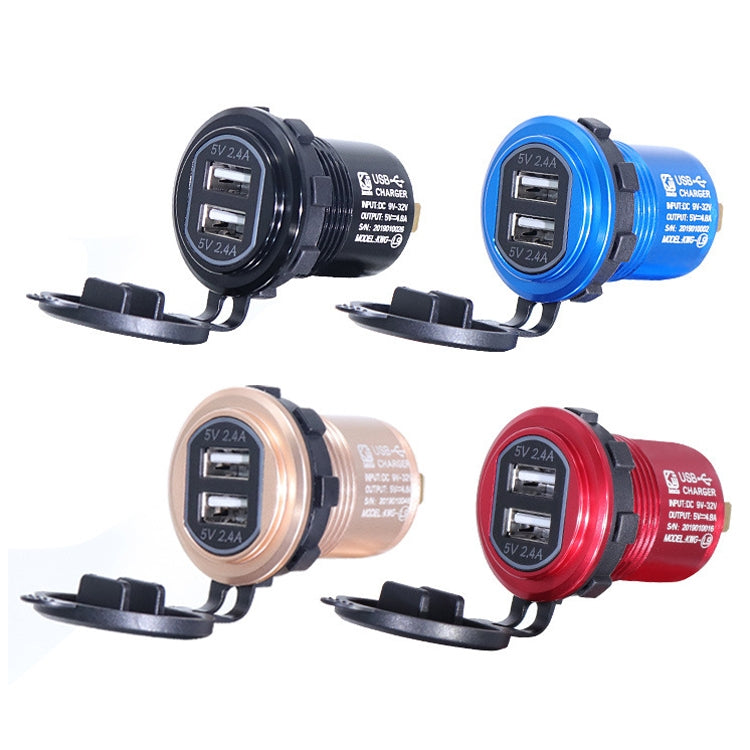 Metal Double USB Car Charger 5V 4.8A Aluminum Alloy Car Charger, L9 (Black Shell Blue Light With Terminal), L9 (Red Shell Red Light With Terminal), L9 (Blue Shell Blue Light With Terminal), L9 (Golden Shell Green Light With Terminal)
