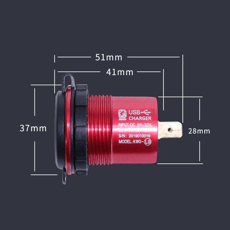 Metal Double USB Car Charger 5V 4.8A Aluminum Alloy Car Charger, L9 (Black Shell Blue Light With Terminal), L9 (Red Shell Red Light With Terminal), L9 (Blue Shell Blue Light With Terminal), L9 (Golden Shell Green Light With Terminal)