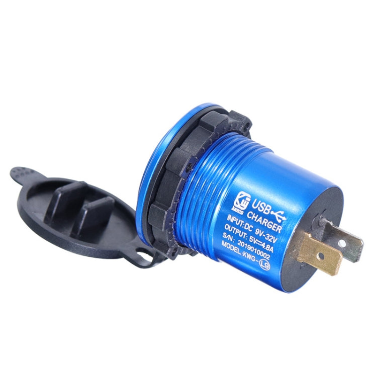Metal Double USB Car Charger 5V 4.8A Aluminum Alloy Car Charger, L9 (Black Shell Blue Light With Terminal), L9 (Red Shell Red Light With Terminal), L9 (Blue Shell Blue Light With Terminal), L9 (Golden Shell Green Light With Terminal)