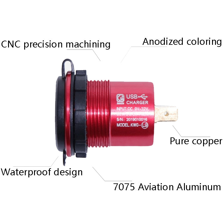 Metal Double USB Car Charger 5V 4.8A Aluminum Alloy Car Charger, L9 (Black Shell Blue Light With Terminal), L9 (Red Shell Red Light With Terminal), L9 (Blue Shell Blue Light With Terminal), L9 (Golden Shell Green Light With Terminal)