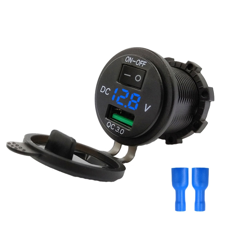 Car Motorcycle Modified USB Charger With Switch 12-24V Fast Charge, P10 (Blue Light), P10 (Red Light), P10 (Green Light)