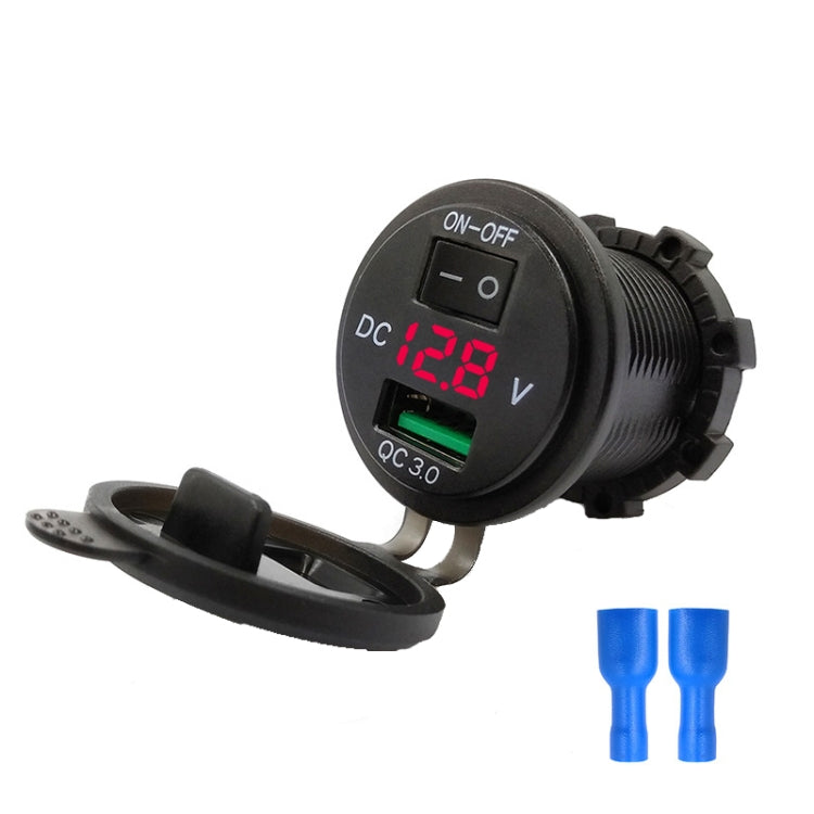 Car Motorcycle Modified USB Charger With Switch 12-24V Fast Charge, P10 (Blue Light), P10 (Red Light), P10 (Green Light)