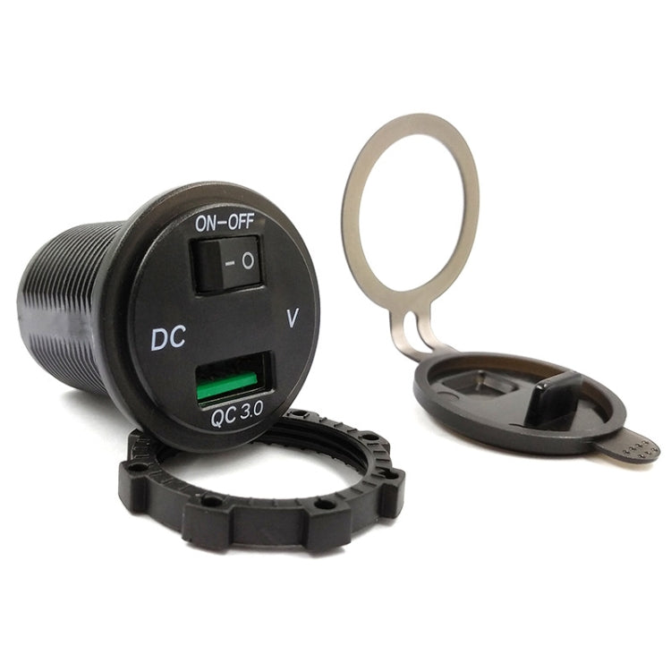 Car Motorcycle Modified USB Charger With Switch 12-24V Fast Charge, P10 (Blue Light), P10 (Red Light), P10 (Green Light)
