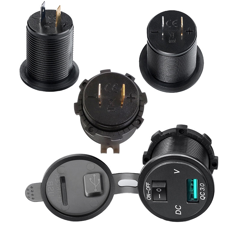 Car Motorcycle Modified USB Charger With Switch 12-24V Fast Charge, P10 (Blue Light), P10 (Red Light), P10 (Green Light)