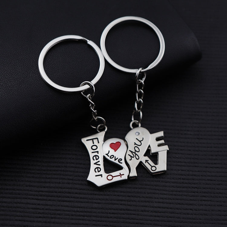 Romantic Zinc Alloy Couple's Keychain Set - 10 Pairs of Love Word Pendants