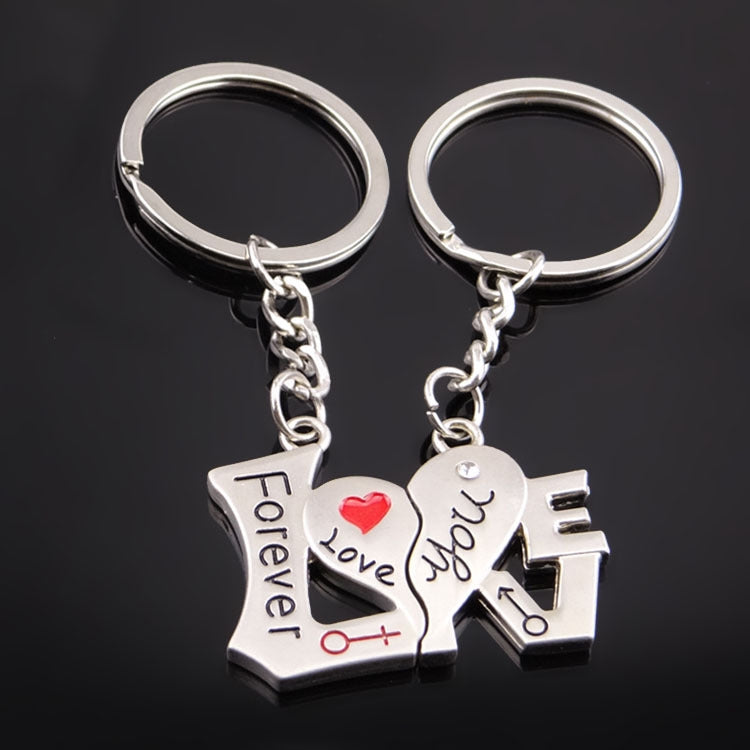 Romantic Zinc Alloy Couple's Keychain Set - 10 Pairs of Love Word Pendants