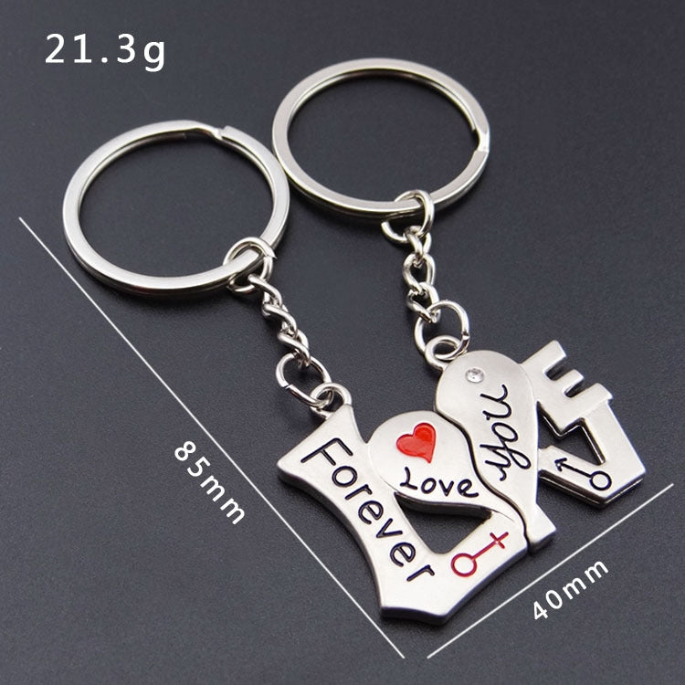 Romantic Zinc Alloy Couple's Keychain Set - 10 Pairs of Love Word Pendants