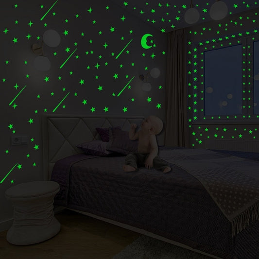 AFG3269 Luminous Star Moon Meteor Combination Wall Sticker Home Decoration Wall Sticker