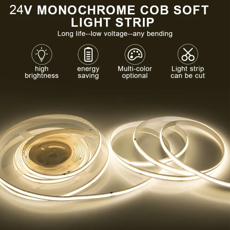 1m 24V 320 Beads 12W 8mm Wide COB Adhesive Decorative LED Light Strip