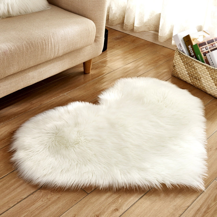 Love Heart Rugs Artificial Wool Sheepskin Hairy Carpet Faux Floor Mat Fur Plain Fluffy Soft Area Rug Tapetes, 80*90cm