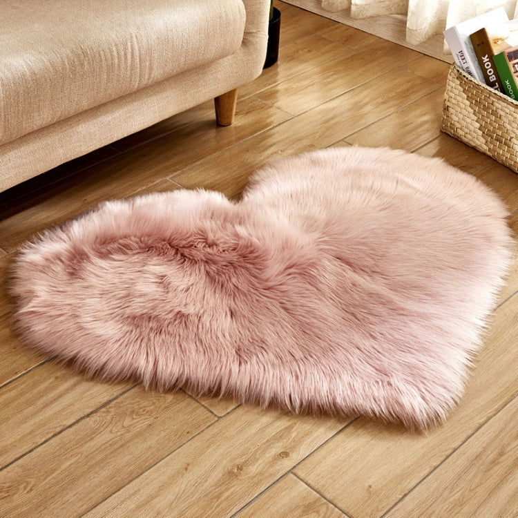 Love Heart Rugs Artificial Wool Sheepskin Hairy Carpet Faux Floor Mat Fur Plain Fluffy Soft Area Rug Tapetes, 80*90cm
