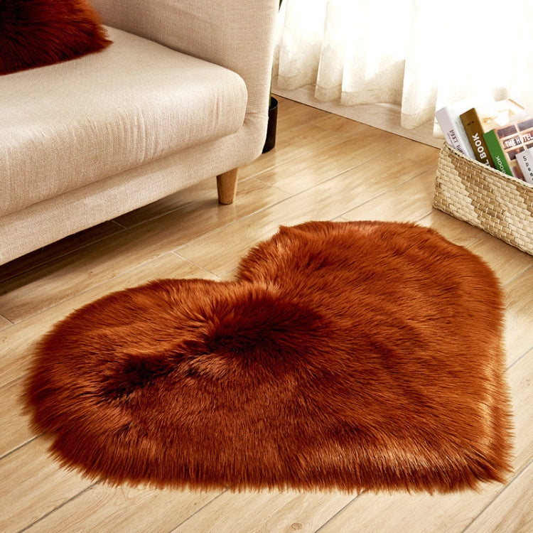 Love Heart Rugs Artificial Wool Sheepskin Hairy Carpet Faux Floor Mat Fur Plain Fluffy Soft Area Rug Tapetes, 80*90cm