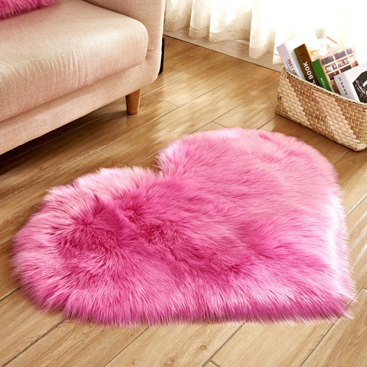 Love Heart Rugs Artificial Wool Sheepskin Hairy Carpet Faux Floor Mat Fur Plain Fluffy Soft Area Rug Tapetes, 80*90cm