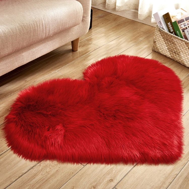 Love Heart Rugs Artificial Wool Sheepskin Hairy Carpet Faux Floor Mat Fur Plain Fluffy Soft Area Rug Tapetes, 80*90cm