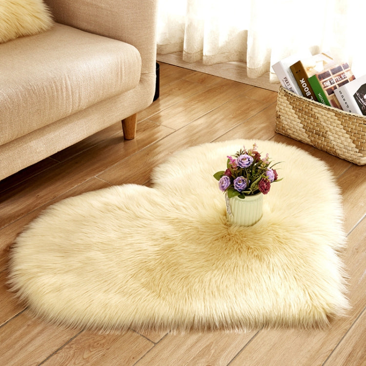 Love Heart Rugs Artificial Wool Sheepskin Hairy Carpet Faux Floor Mat Fur Plain Fluffy Soft Area Rug Tapetes, 80*90cm