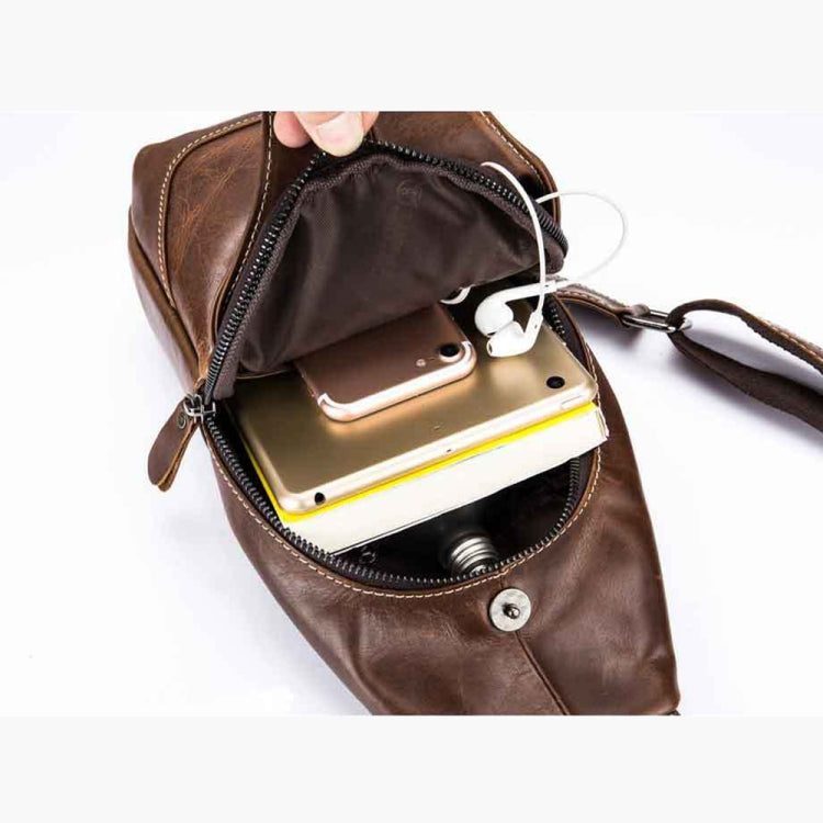 BULL CAPTAIN 019 Retro Men Leather Crossbody Shoulder Bag First-Layer Cowhide Chest Bag, Colour: Black + Buckle