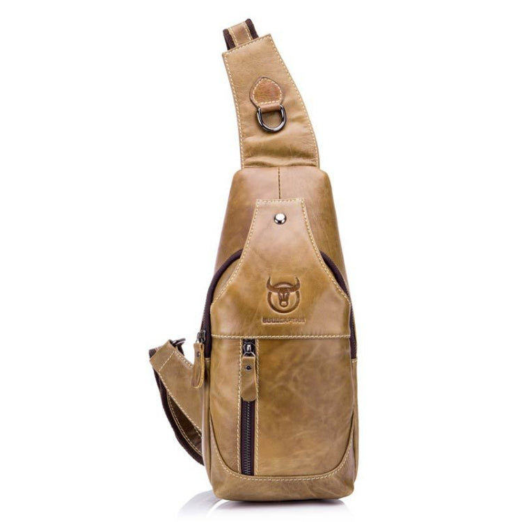 BULL CAPTAIN 019 Retro Men Leather Crossbody Shoulder Bag First-Layer Cowhide Chest Bag, Colour: Black + Buckle