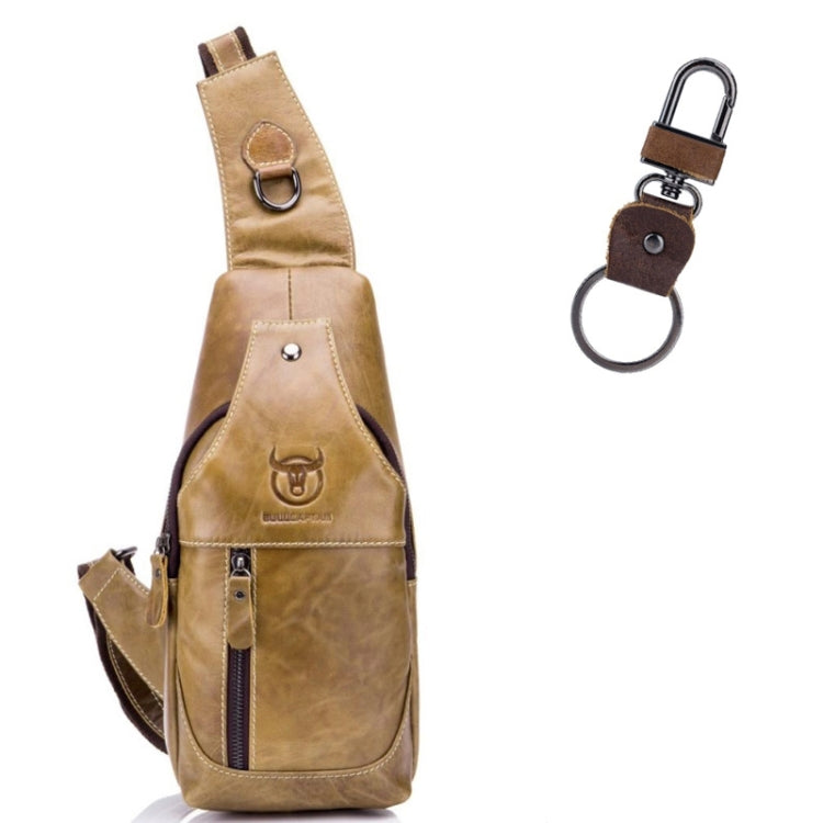 BULL CAPTAIN 019 Retro Men Leather Crossbody Shoulder Bag First-Layer Cowhide Chest Bag, Colour: Black + Buckle