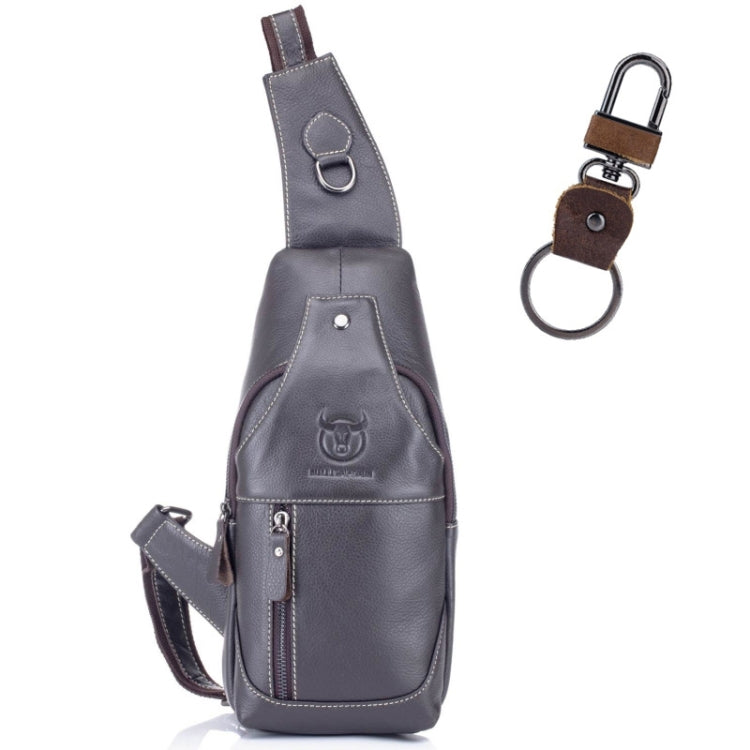 BULL CAPTAIN 019 Retro Men Leather Crossbody Shoulder Bag First-Layer Cowhide Chest Bag, Colour: Black + Buckle