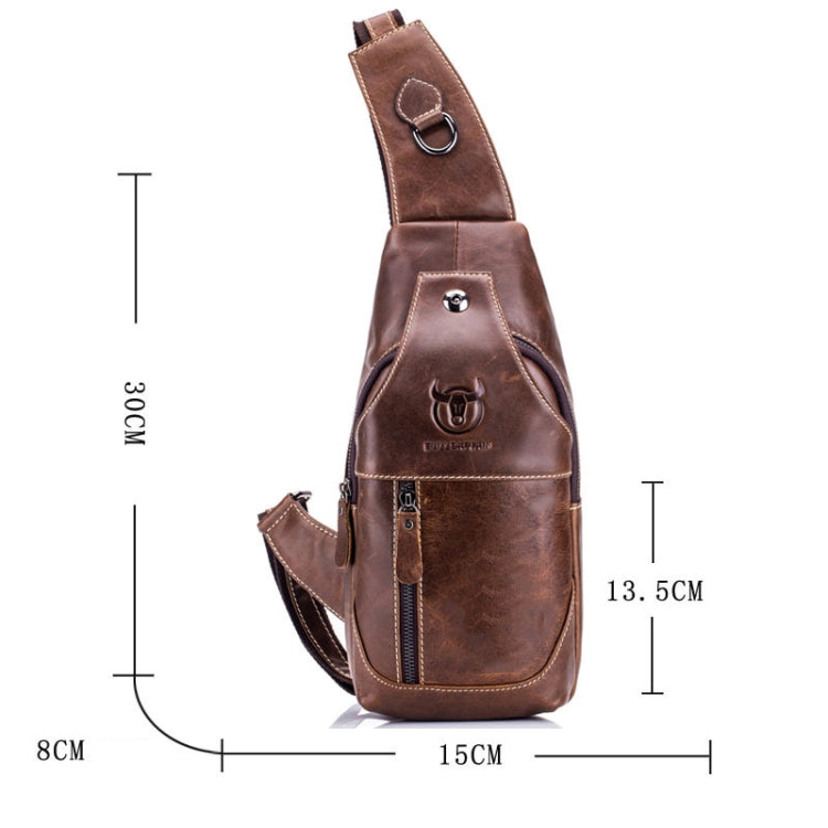 BULL CAPTAIN 019 Retro Men Leather Crossbody Shoulder Bag First-Layer Cowhide Chest Bag, Colour: Black + Buckle