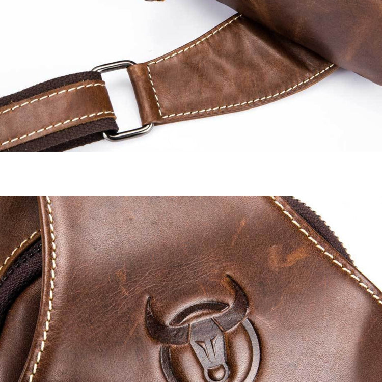 BULL CAPTAIN 019 Retro Men Leather Crossbody Shoulder Bag First-Layer Cowhide Chest Bag, Colour: Black + Buckle