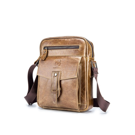 BUFF CAPTAIN 053 Men Leather Shoulder Messenger Bag First-Layer Cowhide Large Capacity Briefcase, Specification：