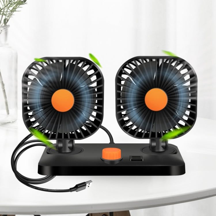 Mini USB 12 / 24V Car Electric Fan, Double Head Fan, Double Head Car Cigarette Lighter Fan