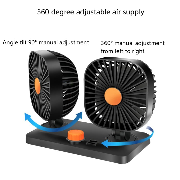 Mini USB 12 / 24V Car Electric Fan, Double Head Fan, Double Head Car Cigarette Lighter Fan