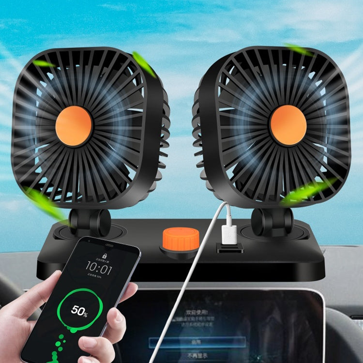 Mini USB 12 / 24V Car Electric Fan, Double Head Fan, Double Head Car Cigarette Lighter Fan