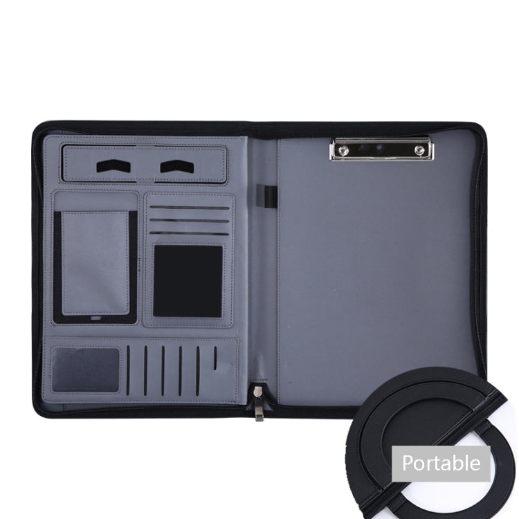 KC601 A4 Multifunctional Portable Folder Business Zipper Bag Leather Folder, Style: