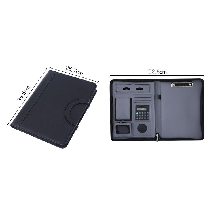 KC601 A4 Multifunctional Portable Folder Business Zipper Bag Leather Folder, Style: