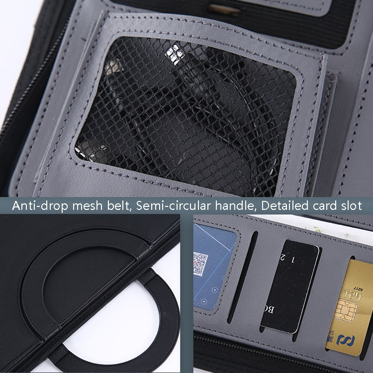 KC601 A4 Multifunctional Portable Folder Business Zipper Bag Leather Folder, Style: