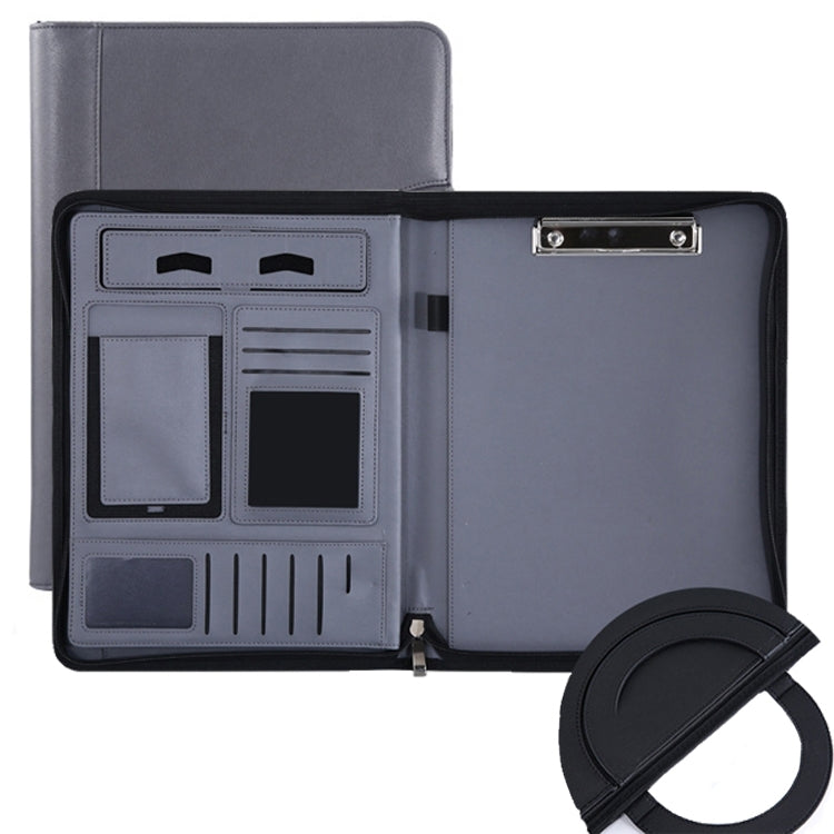 KC601 A4 Multifunctional Portable Folder Business Zipper Bag Leather Folder, Style:
