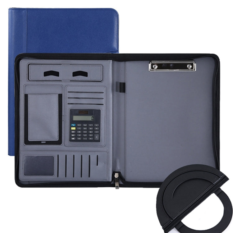 KC601 A4 Multifunctional Portable Folder Business Zipper Bag Leather Folder, Style: