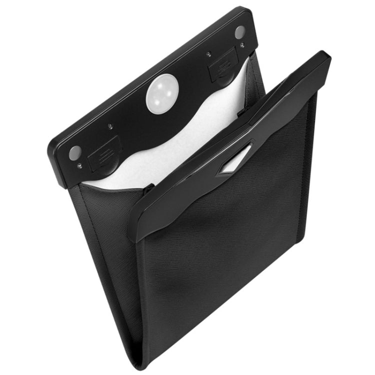 Stylish PU Leather Car Bin with LED Light - Magnetic Hanging Waste Bag