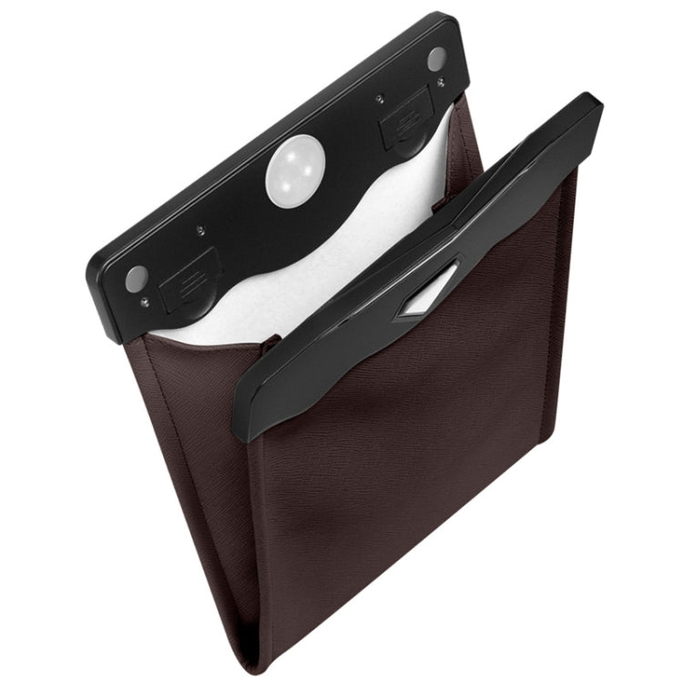 Stylish PU Leather Car Bin with LED Light - Magnetic Hanging Waste Bag