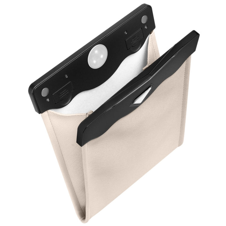 Stylish PU Leather Car Bin with LED Light - Magnetic Hanging Waste Bag