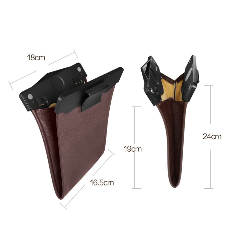 Stylish PU Leather Car Bin with LED Light - Magnetic Hanging Waste Bag