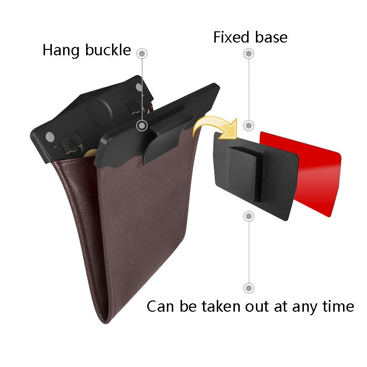 Stylish PU Leather Car Bin with LED Light - Magnetic Hanging Waste Bag