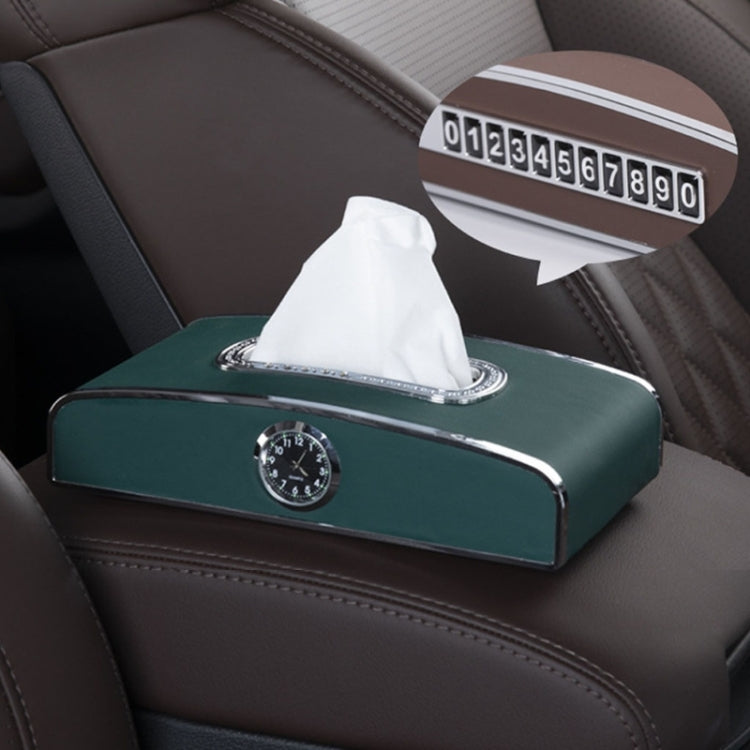 Versatile Leather Car Clock Tissue Dispenser for Convenient On-the-Go Use