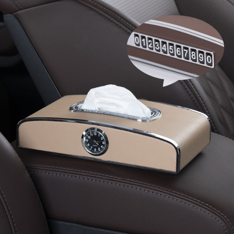 Versatile Leather Car Clock Tissue Dispenser for Convenient On-the-Go Use